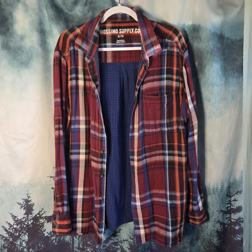 Mossimo Supply CO Red and Blue Flannel Overshirt